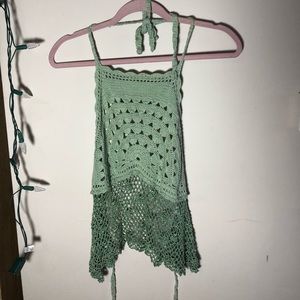 UO festival wrap lace mint top
